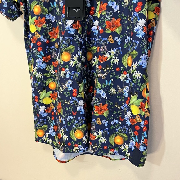 NWT Fried Denim Tropical Print Button Up Short Sleeve Shirt - Picture 4 of 13